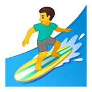 Emoji 🏄‍♂️ Surfista Uomo su Google Android 10.0 March 2020 Feature Drop.