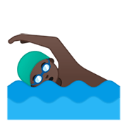 🏊🏿‍♂️ Emoji Homem Nadando: Pele Escura na Google Android 10.0 March 2020 Feature Drop.