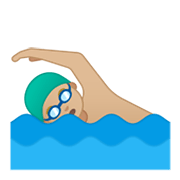 🏊🏼‍♂️ Emoji Homem Nadando: Pele Morena Clara na Google Android 10.0 March 2020 Feature Drop.