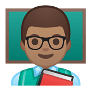 👨🏽‍🏫 Emoji Lehrer: mittlere Hautfarbe Google Android 10.0 March 2020 Feature Drop.