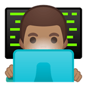 👨🏽‍💻 Emoji Tecnólogo: Pele Morena na Google Android 10.0 March 2020 Feature Drop.