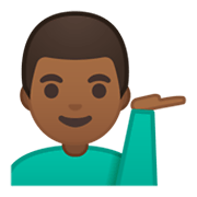 💁🏾‍♂️ Emoji Empleado De Mostrador De Información: Tono De Piel Oscuro Medio en Google Android 10.0 March 2020 Feature Drop.
