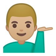 💁🏼‍♂️ Emoji Homem Com A Palma Virada Para Cima: Pele Morena Clara na Google Android 10.0 March 2020 Feature Drop.