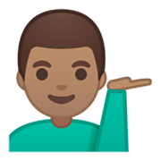 Emoji 💁🏽‍♂️ Uomo Con Suggerimento: Carnagione Olivastra su Google Android 10.0 March 2020 Feature Drop.