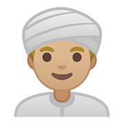 Emoji 👳🏼‍♂️ Uomo Con Turbante: Carnagione Abbastanza Chiara su Google Android 10.0 March 2020 Feature Drop.