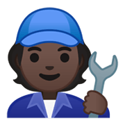 🧑🏿‍🔧 Emoji Mecânico Trabalhando: Pele Escura na Google Android 10.0 March 2020 Feature Drop.