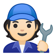 🧑🏻‍🔧 Emoji Mecânico Trabalhando: Pele Clara na Google Android 10.0 March 2020 Feature Drop.