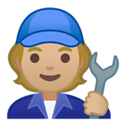 🧑🏼‍🔧 Emoji Mechaniker(in): mittelhelle Hautfarbe Google Android 10.0 March 2020 Feature Drop.