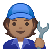 🧑🏽‍🔧 Emoji Mecânico Trabalhando: Pele Morena na Google Android 10.0 March 2020 Feature Drop.