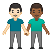 👨🏻‍🤝‍👨🏾 Emoji Dois Homens De Mãos Dadas: Pele Clara E Pele Morena Escura na Google Android 10.0 March 2020 Feature Drop.