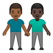 Émoji 👨🏾‍🤝‍👨🏿 Deux Hommes Se Tenant La Main : Peau Mate Et Peau Foncée sur Google Android 10.0 March 2020 Feature Drop.