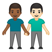 Émoji 👨🏾‍🤝‍👨🏻 Deux Hommes Se Tenant La Main : Peau Mate Et Peau Claire sur Google Android 10.0 March 2020 Feature Drop.