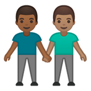 👨🏾‍🤝‍👨🏽 Emoji händchenhaltende Männer: mitteldunkle Hautfarbe, mittlere Hautfarbe Google Android 10.0 March 2020 Feature Drop.