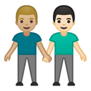 Emoji 👨🏼‍🤝‍👨🏻 Due Uomini Che Si Tengono Per Mano: Carnagione Abbastanza Chiara E Carnagione Chiara su Google Android 10.0 March 2020 Feature Drop.