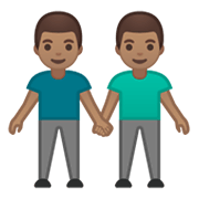 👬🏽 Emoji händchenhaltende Männer: mittlere Hautfarbe Google Android 10.0 March 2020 Feature Drop.