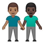 👨🏽‍🤝‍👨🏿 Emoji Dois Homens De Mãos Dadas: Pele Morena E Pele Escura na Google Android 10.0 March 2020 Feature Drop.