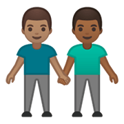 👨🏽‍🤝‍👨🏾 Emoji Dois Homens De Mãos Dadas: Pele Morena E Pele Morena Escura na Google Android 10.0 March 2020 Feature Drop.
