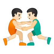 🤼🏻‍♂️ Emoji Hombres Luchando, Tono De Piel Claro en Google Android 10.0 March 2020 Feature Drop.