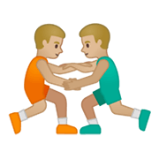 🤼🏼‍♂️ Emoji Hombres Luchando, Tono De Piel Claro Medio en Google Android 10.0 March 2020 Feature Drop.