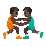 🤼🏿‍♂️ Emoji Hombres Luchando, Tono De Piel Oscuro en Google Android 10.0 March 2020 Feature Drop.