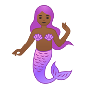 Emoji 🧜🏾‍♀️ Sirena Donna: Carnagione Abbastanza Scura su Google Android 10.0 March 2020 Feature Drop.