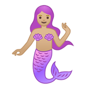 🧜🏼‍♀️ Emoji Sirena: Tono De Piel Claro Medio en Google Android 10.0 March 2020 Feature Drop.