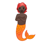 Émoji 🧜🏿 Créature Aquatique : Peau Foncée sur Google Android 10.0 March 2020 Feature Drop.