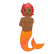 🧜🏾 Emoji Persona Sirena: Tono De Piel Oscuro Medio en Google Android 10.0 March 2020 Feature Drop.