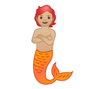 🧜🏼 Emoji Persona Sirena: Tono De Piel Claro Medio en Google Android 10.0 March 2020 Feature Drop.