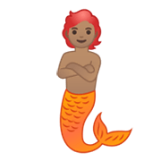 Émoji 🧜🏽 Créature Aquatique : Peau Légèrement Mate sur Google Android 10.0 March 2020 Feature Drop.