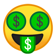 Emoji 🤑 Faccina Avida Di Denaro su Google Android 10.0 March 2020 Feature Drop.