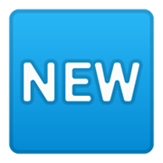 🆕 Emoji Wort „New“ in blauem Quadrat Google Android 10.0 March 2020 Feature Drop.