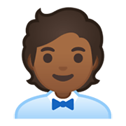 🧑🏾‍💼 Emoji Trabalhador De Escritório: Pele Morena Escura na Google Android 10.0 March 2020 Feature Drop.