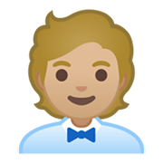 🧑🏼‍💼 Emoji Oficinista Hombre: Tono De Piel Claro Medio en Google Android 10.0 March 2020 Feature Drop.