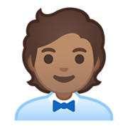 🧑🏽‍💼 Emoji Oficinista Hombre: Tono De Piel Medio en Google Android 10.0 March 2020 Feature Drop.