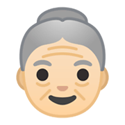 👵🏻 Emoji ältere Frau: helle Hautfarbe Google Android 10.0 March 2020 Feature Drop.