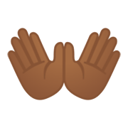 👐🏾 Emoji Mãos Abertas: Pele Morena Escura na Google Android 10.0 March 2020 Feature Drop.