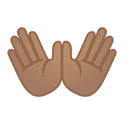 👐🏽 Emoji Mãos Abertas: Pele Morena na Google Android 10.0 March 2020 Feature Drop.