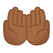 🤲🏾 Emoji Palmas Unidas Para Cima: Pele Morena Escura na Google Android 10.0 March 2020 Feature Drop.