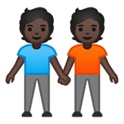 🧑🏿‍🤝‍🧑🏿 Emoji Dos Personas Dándose La Mano: Tono De Piel Oscuro en Google Android 10.0 March 2020 Feature Drop.