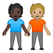 🧑🏿‍🤝‍🧑🏼 Emoji Dos Personas Dándose La Mano: Tono De Piel Oscuro Y Tono De Piel Claro Medio en Google Android 10.0 March 2020 Feature Drop.