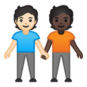 🧑🏻‍🤝‍🧑🏿 Emoji sich an den Händen haltende Personen: helle Hautfarbe, dunkle Hautfarbe Google Android 10.0 March 2020 Feature Drop.