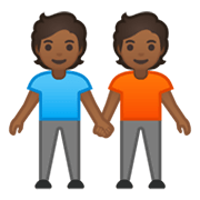 🧑🏾‍🤝‍🧑🏾 Emoji Dos Personas Dándose La Mano: Tono De Piel Oscuro Medio en Google Android 10.0 March 2020 Feature Drop.