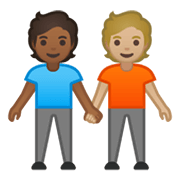 🧑🏾‍🤝‍🧑🏼 Emoji Dos Personas Dándose La Mano: Tono De Piel Oscuro Medio Y Tono De Piel Claro Medio en Google Android 10.0 March 2020 Feature Drop.