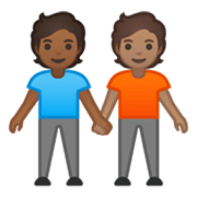 Émoji 🧑🏾‍🤝‍🧑🏽 Deux Personnes Se Tenant La Main : Peau Mate Et Peau Légèrement Mate sur Google Android 10.0 March 2020 Feature Drop.