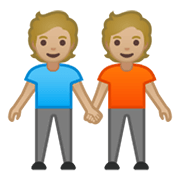 🧑🏼‍🤝‍🧑🏼 Emoji Dos Personas Dándose La Mano: Tono De Piel Claro Medio en Google Android 10.0 March 2020 Feature Drop.