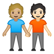 Émoji 🧑🏼‍🤝‍🧑🏻 Deux Personnes Se Tenant La Main : Peau Moyennement Claire Et Peau Claire sur Google Android 10.0 March 2020 Feature Drop.