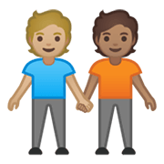 🧑🏼‍🤝‍🧑🏽 Emoji sich an den Händen haltende Personen: mittelhelle Hautfarbe, mittlere Hautfarbe Google Android 10.0 March 2020 Feature Drop.