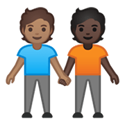🧑🏽‍🤝‍🧑🏿 Emoji sich an den Händen haltende Personen: mittlere Hautfarbe, dunkle Hautfarbe Google Android 10.0 March 2020 Feature Drop.