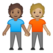 🧑🏽‍🤝‍🧑🏼 Emoji sich an den Händen haltende Personen: mittlere Hautfarbe, mittelhelle Hautfarbe Google Android 10.0 March 2020 Feature Drop.